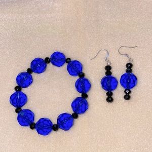 Glass bead handmade custom bracelet and earring set
